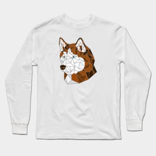 Siberian Husky Copper Stained Glass Long Sleeve T-Shirt